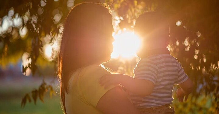 Mum and baby in sun 