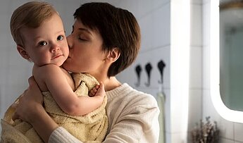 Mum and Baby after bath time