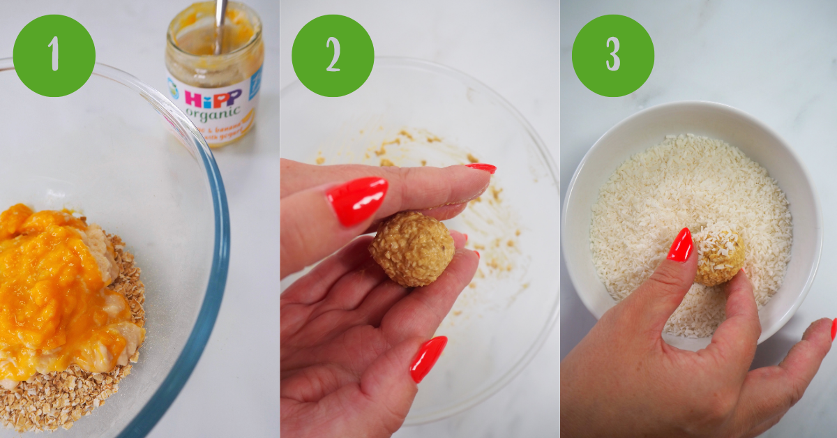 Step-by-step guide to make Mango & Banana Yoghurt bliss balls