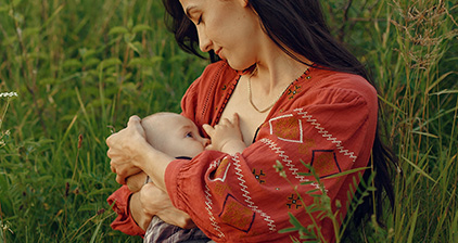 Mum breastfeeding baby