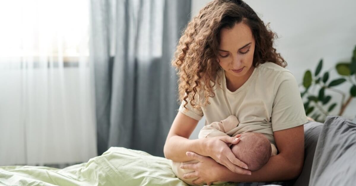 Mum breastfeeding baby